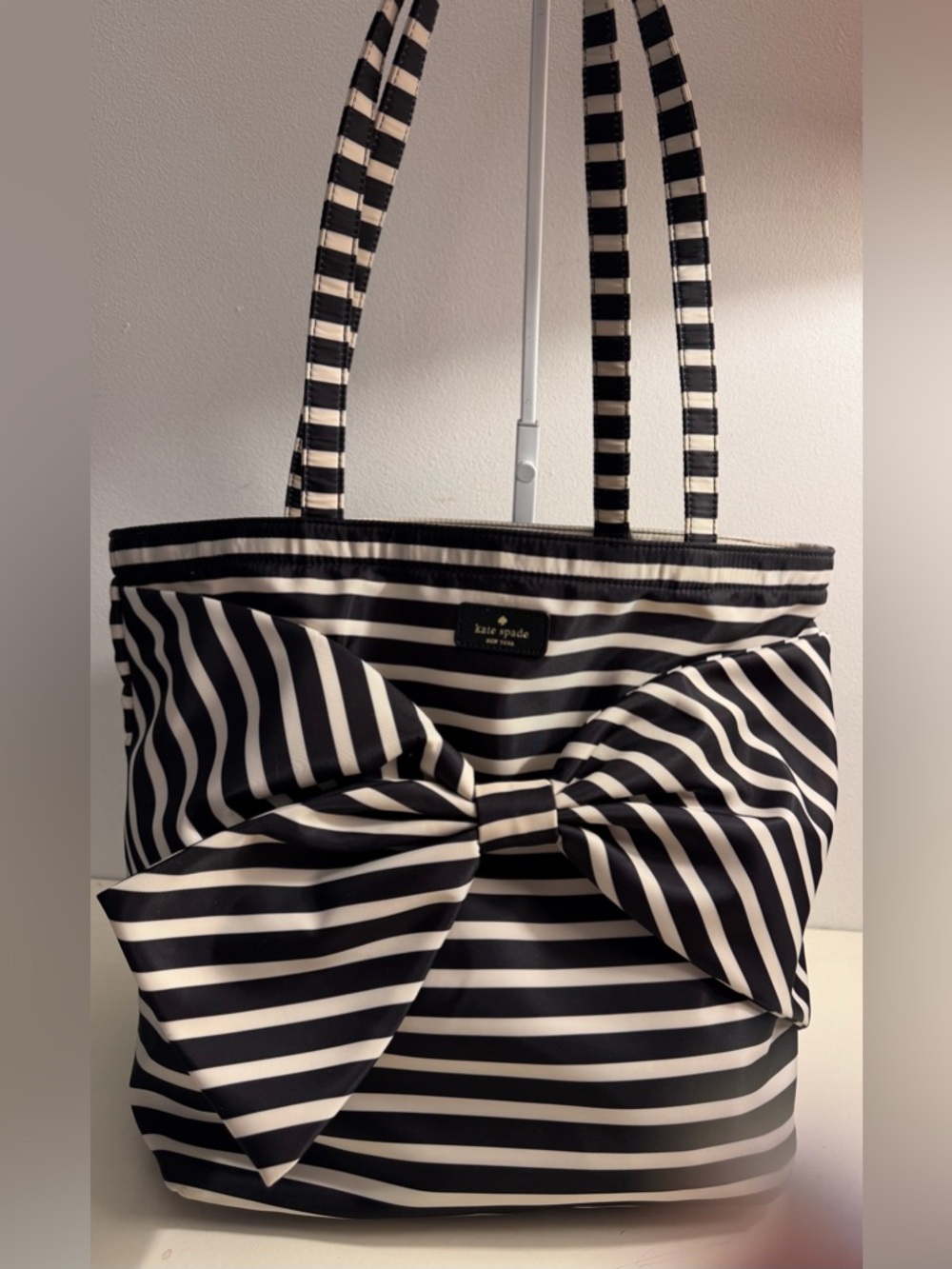 Kate Spade On Purpose Tote Black and White with Bow.